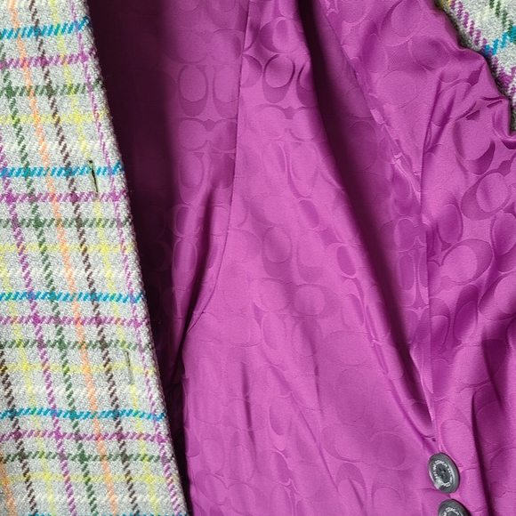 COACH TATERSALL MULTICOLOR WOOL PEA COAT (Size Small) - Picture 6 of 7